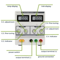 DC LAB POWER SUPPLY 0-30 VDC / 0-3 A MAX WITH DUAL LCD DISPLAY